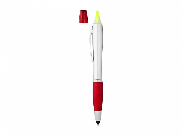 Ручка-стилус Nash с маркером, красный/серебристый с логотипом  заказать по выгодной цене в кибермаркете AvroraStore