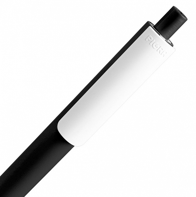 Ручка шариковая Pigra P03 Mat, черная с белым с логотипом  заказать по выгодной цене в кибермаркете AvroraStore