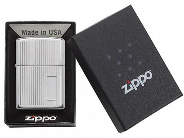 Зажигалка ZIPPO Classic с покрытием High Polish Chrome с логотипом  заказать по выгодной цене в кибермаркете AvroraStore