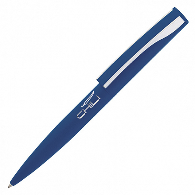 Ручка шариковая "Dial", темно-синий/серебристый, покрытие soft touch с логотипом  заказать по выгодной цене в кибермаркете AvroraStore
