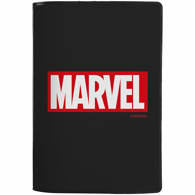 Обложка для паспорта Marvel, черная с логотипом  заказать по выгодной цене в кибермаркете AvroraStore