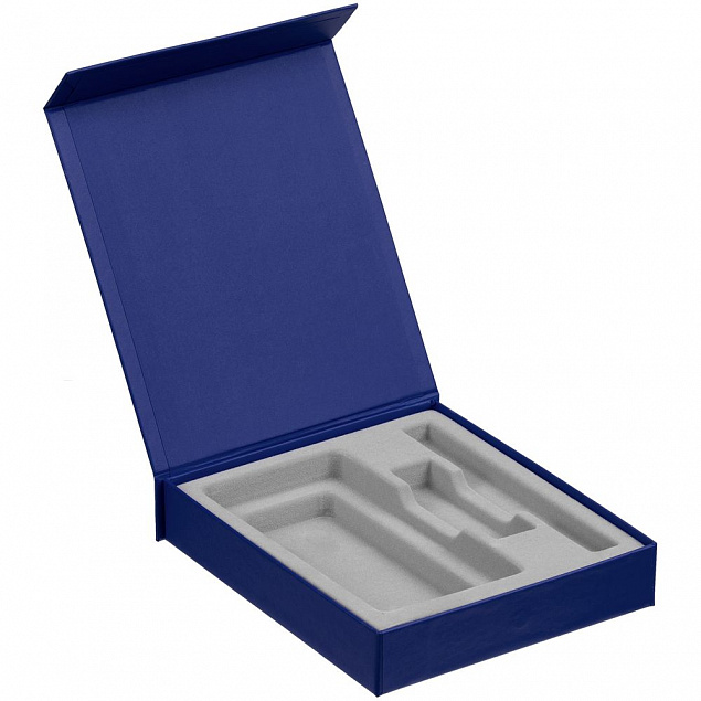 Коробка Rapture для аккумулятора 10000 мАч, флешки и ручки, синяя с логотипом  заказать по выгодной цене в кибермаркете AvroraStore