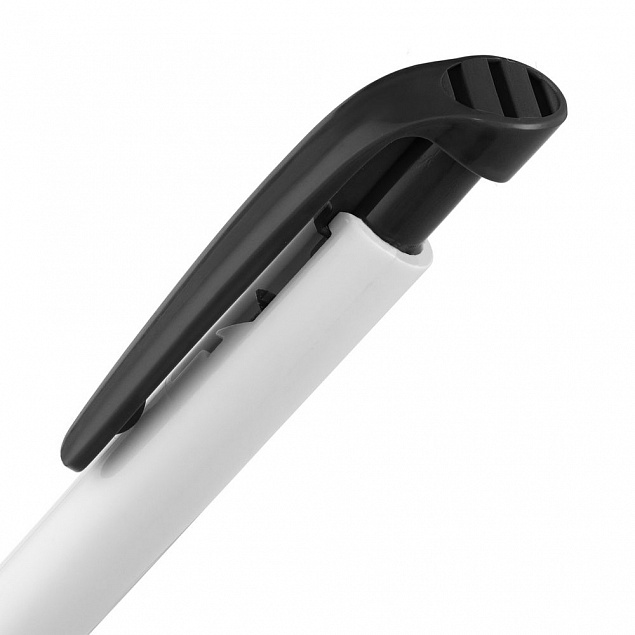 Ручка шариковая Favorite, белая с черным с логотипом  заказать по выгодной цене в кибермаркете AvroraStore