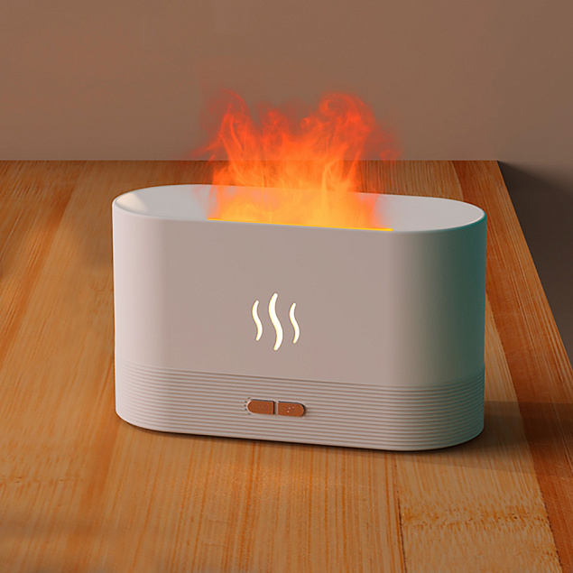 USB арома увлажнитель воздуха Flame со светодиодной подсветкой - изображением огня - Белый BB с логотипом  заказать по выгодной цене в кибермаркете AvroraStore