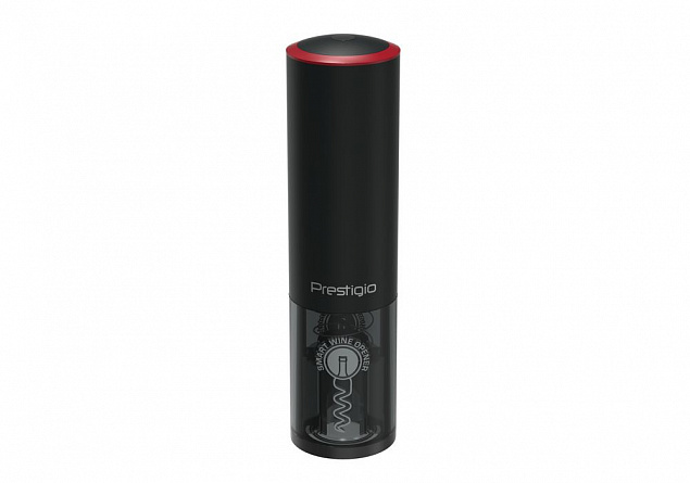 Набор с электрическим штопором Lugano, черный с красным с логотипом  заказать по выгодной цене в кибермаркете AvroraStore