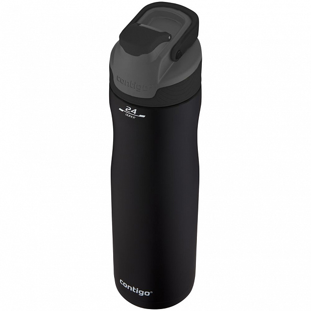 Термобутылка Autoseal Chill, вакуумная, черная с логотипом  заказать по выгодной цене в кибермаркете AvroraStore