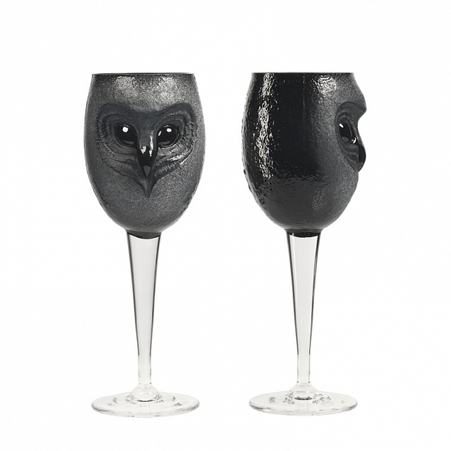 Бокал для вина "Сова"черный с логотипом  заказать по выгодной цене в кибермаркете AvroraStore