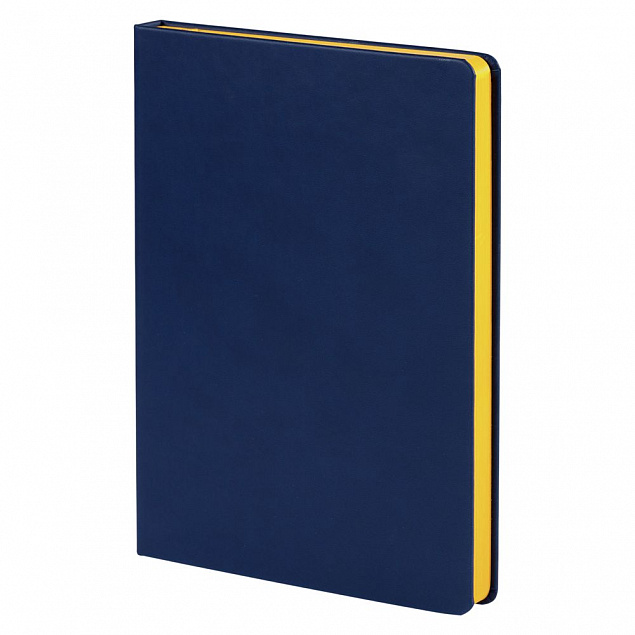 Ежедневник Blues недатированный, синий с желтым с логотипом  заказать по выгодной цене в кибермаркете AvroraStore