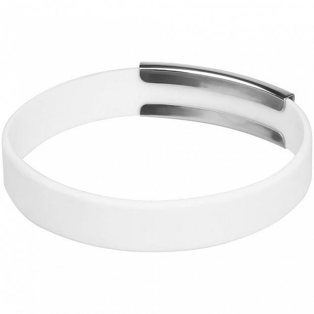 Силиконовый браслет Brisky с металлическим шильдом, белый с логотипом  заказать по выгодной цене в кибермаркете AvroraStore