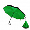 Зонт-трость механический  Chaplin, черно-зеленый с логотипом  заказать по выгодной цене в кибермаркете AvroraStore