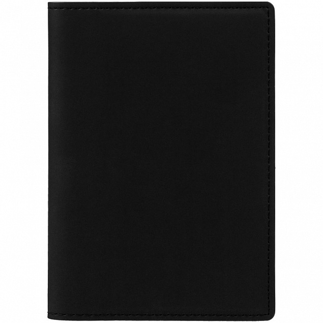 Обложка для паспорта Multimo, черная с синим с логотипом  заказать по выгодной цене в кибермаркете AvroraStore
