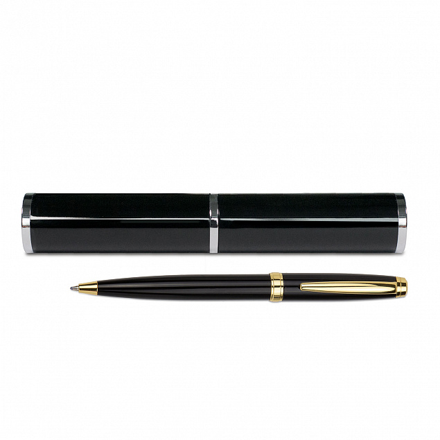 Набор ручка Lyon c футляром, черный с логотипом  заказать по выгодной цене в кибермаркете AvroraStore