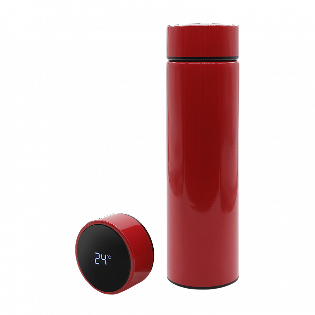 Термос Reactor с датчиком температуры (красный) с логотипом  заказать по выгодной цене в кибермаркете AvroraStore