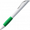 Ручка шариковая Grip, белая с зеленым с логотипом  заказать по выгодной цене в кибермаркете AvroraStore