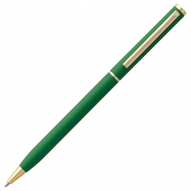 Ручка шариковая Hotel Gold, ver.2, зеленая с логотипом  заказать по выгодной цене в кибермаркете AvroraStore