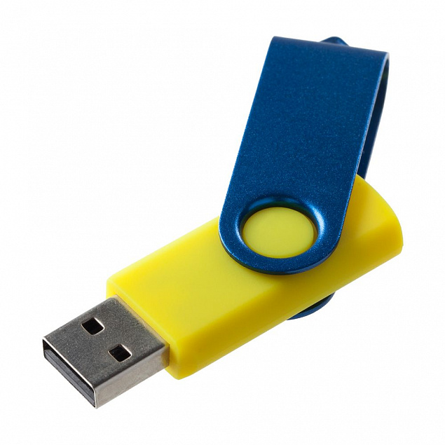 Флешка Twist Color, желтая с синим, 16 Гб с логотипом  заказать по выгодной цене в кибермаркете AvroraStore