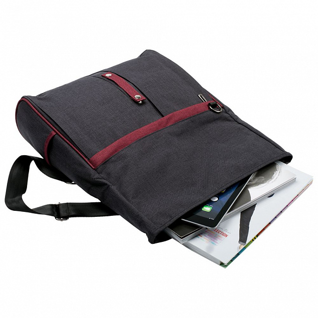 Сумка для ноутбука 2 в 1 twoFold, серая с бордовым с логотипом  заказать по выгодной цене в кибермаркете AvroraStore