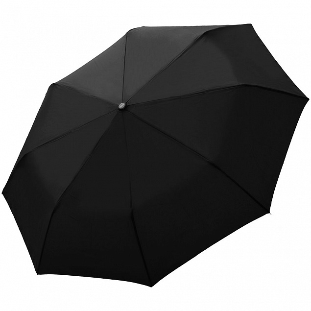 Зонт складной Fiber Magic, черный с логотипом  заказать по выгодной цене в кибермаркете AvroraStore