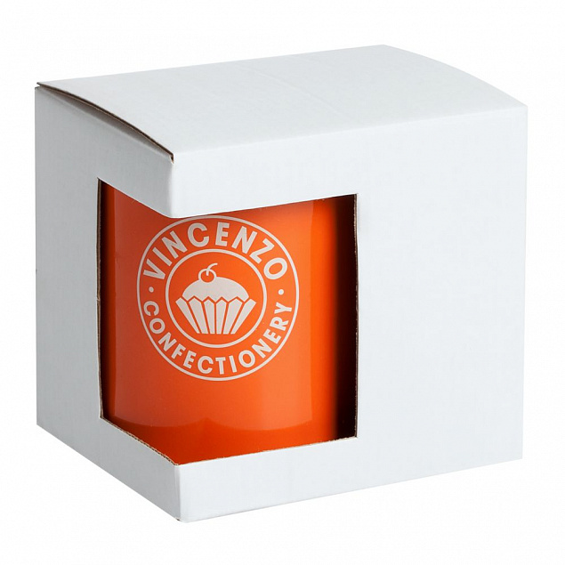 Коробка для кружки с окошком, белая с логотипом  заказать по выгодной цене в кибермаркете AvroraStore