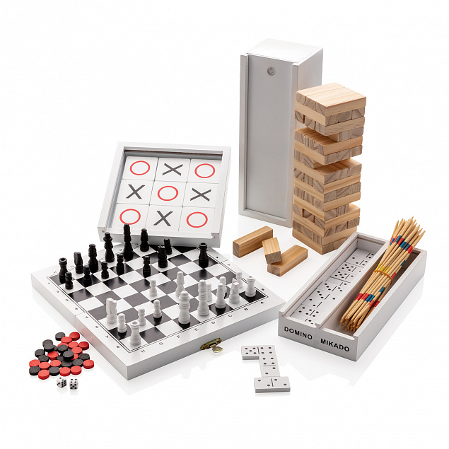 Набор настольных игр Микадо/Домино в деревянной коробке с логотипом  заказать по выгодной цене в кибермаркете AvroraStore