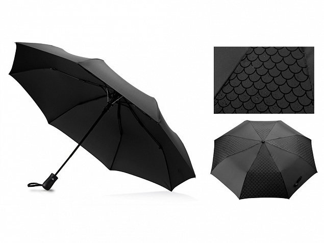 Зонт-полуавтомат складной Marvy с проявляющимся рисунком, черный с логотипом  заказать по выгодной цене в кибермаркете AvroraStore