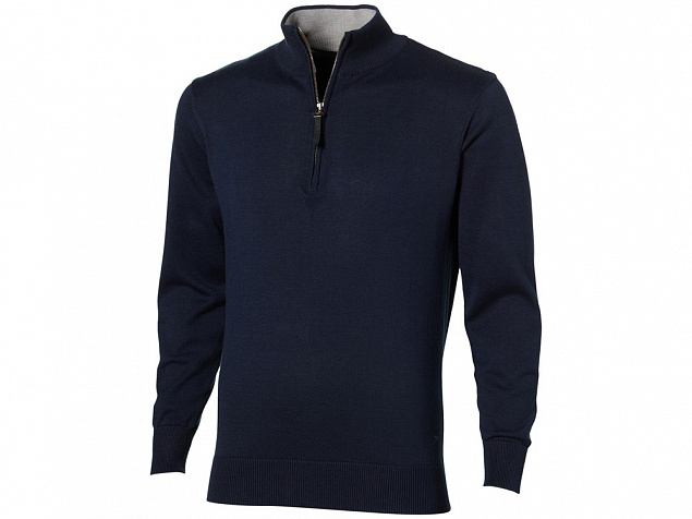 Пуловер Set с застежкой на четверть длины, т.синий/серый с логотипом  заказать по выгодной цене в кибермаркете AvroraStore