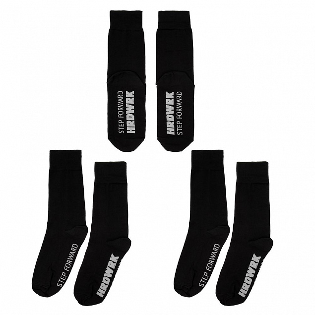 Набор из 3 пар носков Hard Work Black с логотипом  заказать по выгодной цене в кибермаркете AvroraStore