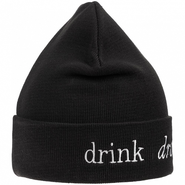 Шапка с вышивкой Drunk, черная с логотипом  заказать по выгодной цене в кибермаркете AvroraStore