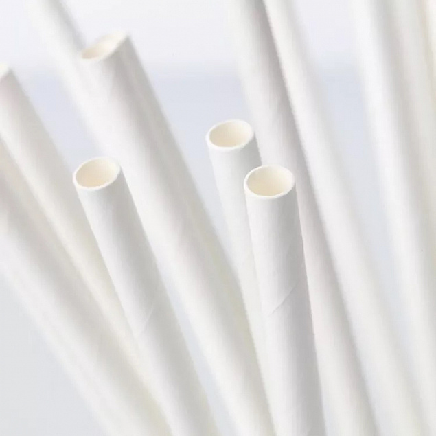 Белая бумажная трубочка , размер 197*6 мм, белая (100 шт в бумажной упаковке) с логотипом  заказать по выгодной цене в кибермаркете AvroraStore