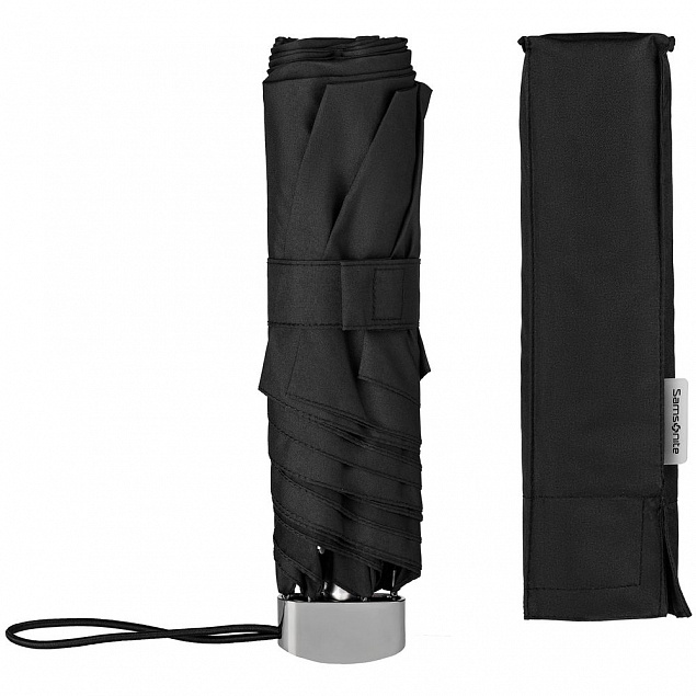 Зонт складной Rain Pro Flat, черный с логотипом  заказать по выгодной цене в кибермаркете AvroraStore