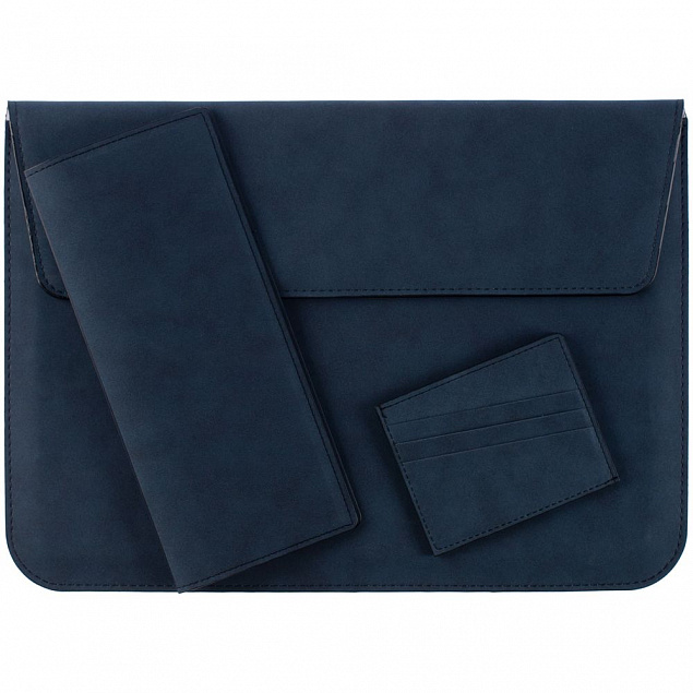 Чехол для ноутбука Nubuk, синий с логотипом  заказать по выгодной цене в кибермаркете AvroraStore