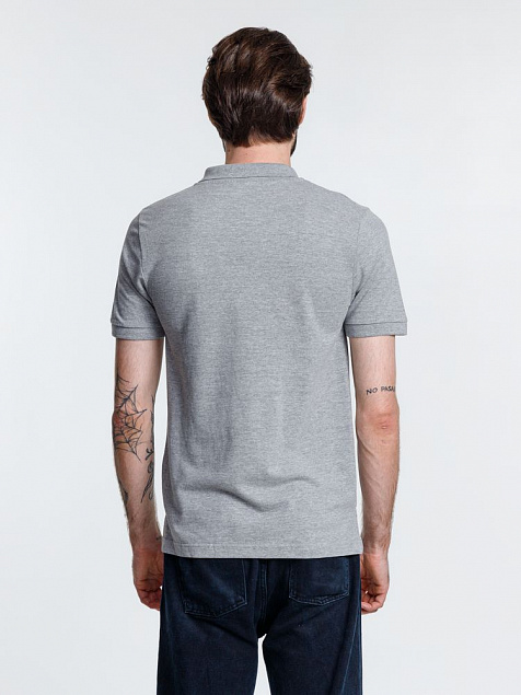 Рубашка поло мужская Adam, серый меланж с логотипом  заказать по выгодной цене в кибермаркете AvroraStore