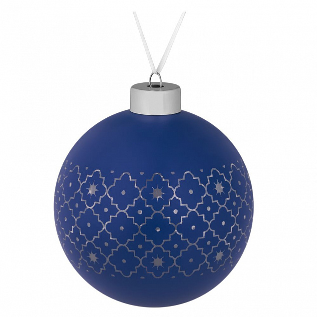 Елочный шар Chain, 10 см, синий с логотипом  заказать по выгодной цене в кибермаркете AvroraStore