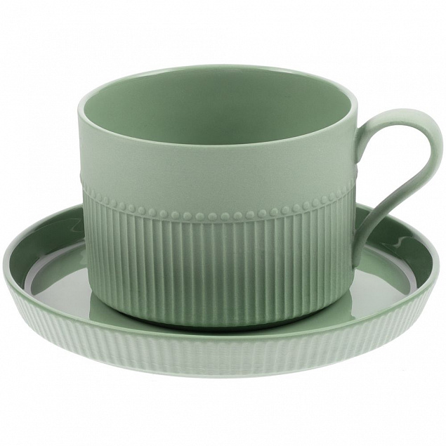 Чайная пара Pastello Moderno, зеленая с логотипом  заказать по выгодной цене в кибермаркете AvroraStore