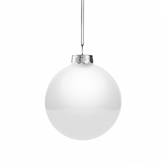 Елочный шар Finery Gloss, 8 см, глянцевый белый с логотипом  заказать по выгодной цене в кибермаркете AvroraStore