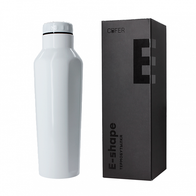 Термобутылка для напитков E-shape (белый) с логотипом  заказать по выгодной цене в кибермаркете AvroraStore
