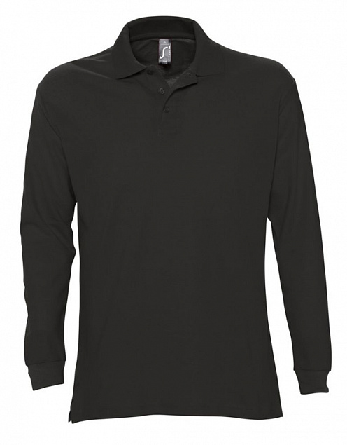 Рубашка поло мужская с длинным рукавом STAR 170, черная с логотипом  заказать по выгодной цене в кибермаркете AvroraStore