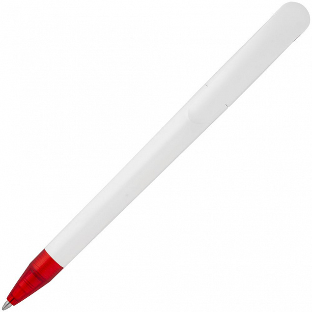Ручка шариковая Beo Sport, белая с красным с логотипом  заказать по выгодной цене в кибермаркете AvroraStore