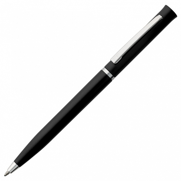 Ручка шариковая Euro Chrome, черная с логотипом  заказать по выгодной цене в кибермаркете AvroraStore
