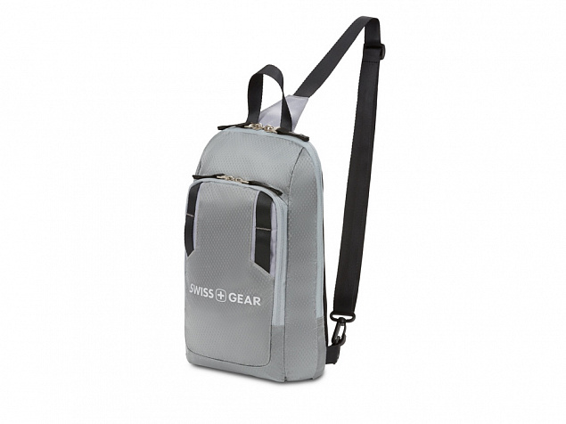 Рюкзак SWISSGEAR с одним плечевым ремнем, темно-серый/серый, полиэстер рип-стоп, 18 x 5 x 33 см, 4 л с логотипом  заказать по выгодной цене в кибермаркете AvroraStore