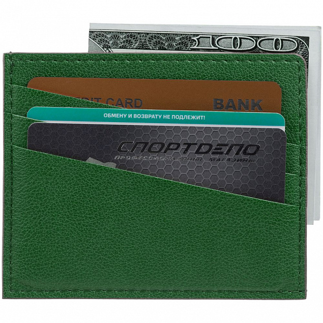 Чехол для карточек Petrus, зеленый с логотипом  заказать по выгодной цене в кибермаркете AvroraStore