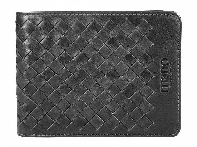 Бумажник Mano Don Luca, натуральная кожа в черном цвете, 12,5 х 9,7 см с логотипом  заказать по выгодной цене в кибермаркете AvroraStore