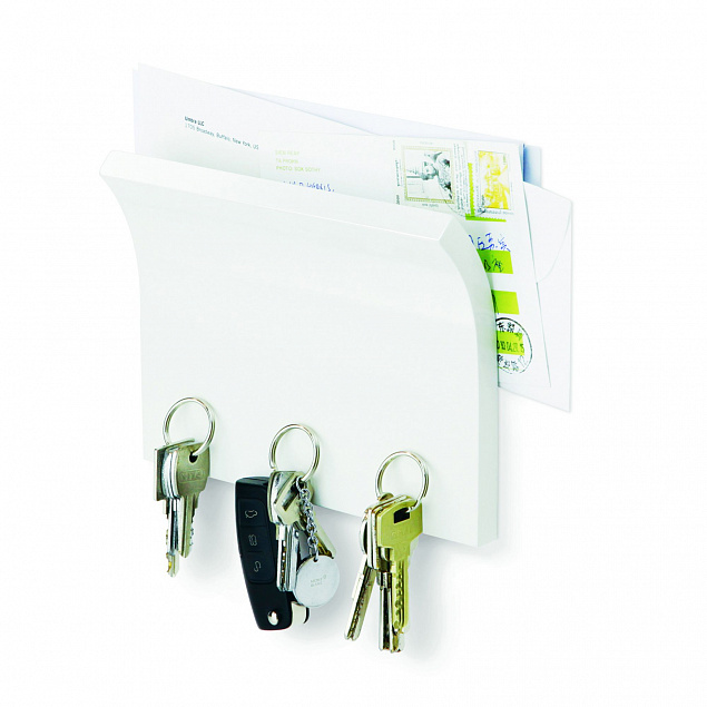 Держатель для ключей и писем Magnetter, белый с логотипом  заказать по выгодной цене в кибермаркете AvroraStore