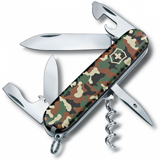 Нож перочинный Spartan 91, зеленый камуфляж с логотипом  заказать по выгодной цене в кибермаркете AvroraStore