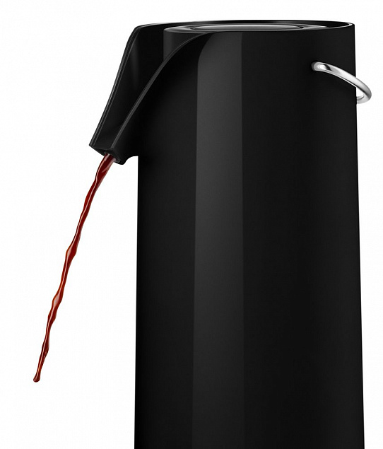 Термос с механической помпой Pump, черный с логотипом  заказать по выгодной цене в кибермаркете AvroraStore