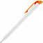 Ручка шариковая Favorite, белая с оранжевым с логотипом  заказать по выгодной цене в кибермаркете AvroraStore