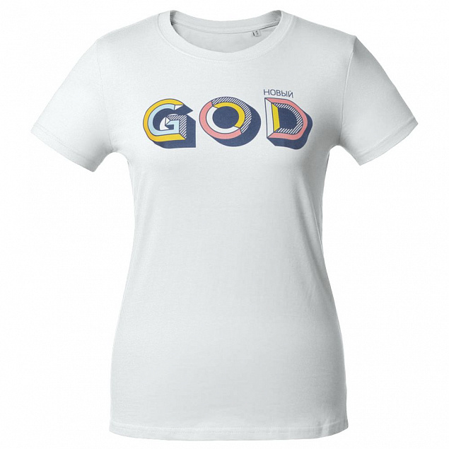 Футболка женская «Новый GOD», белая с логотипом  заказать по выгодной цене в кибермаркете AvroraStore