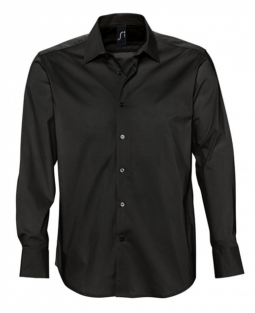 Рубашка мужская с длинным рукавом Brighton, черная с логотипом  заказать по выгодной цене в кибермаркете AvroraStore
