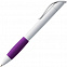 Ручка шариковая Grip, белая с фиолетовым с логотипом  заказать по выгодной цене в кибермаркете AvroraStore