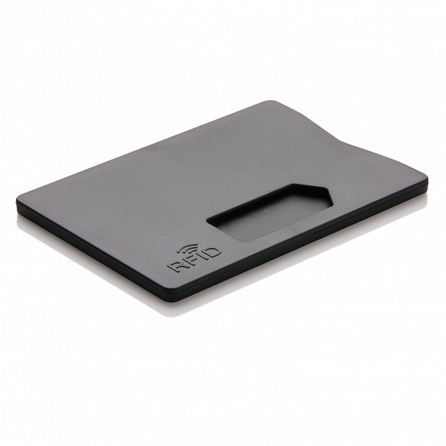 Держатель для карт RFID, черный с логотипом  заказать по выгодной цене в кибермаркете AvroraStore